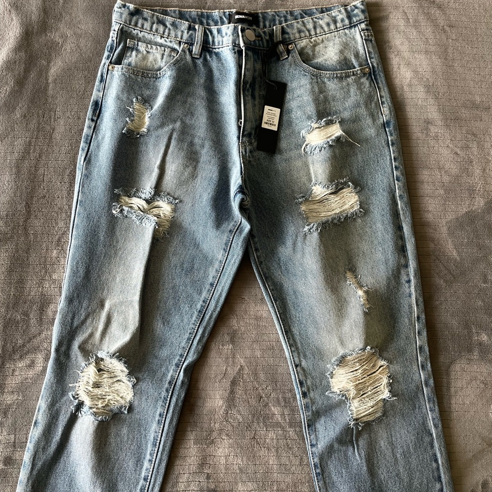 Men's Distressed Blue Jeans